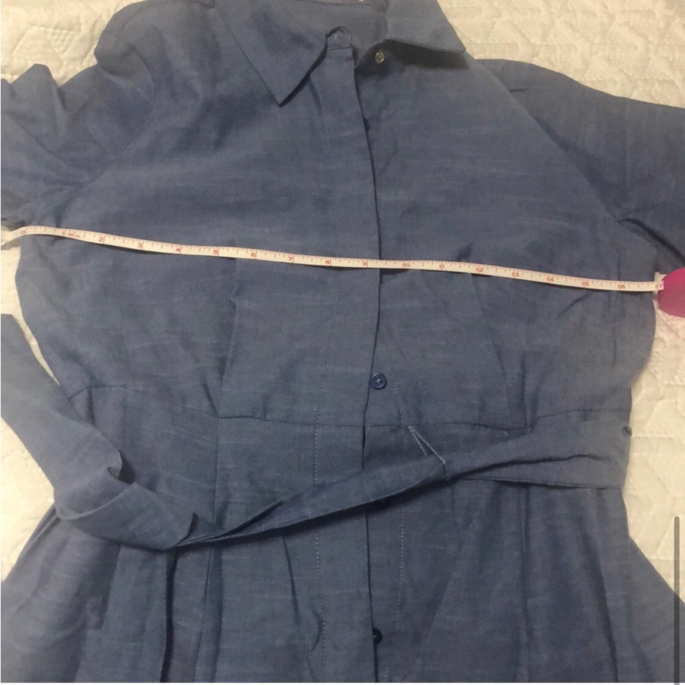 NWT Calvin Klein Denim Cotton Tiered Ruffle Hem Shirtdress Size 4P - Picture 10 of 11